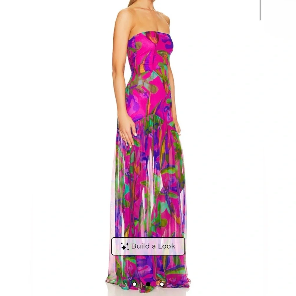 Retrofete Nicole Silk Dress in Tropical Leaf - Picture 2 of 3